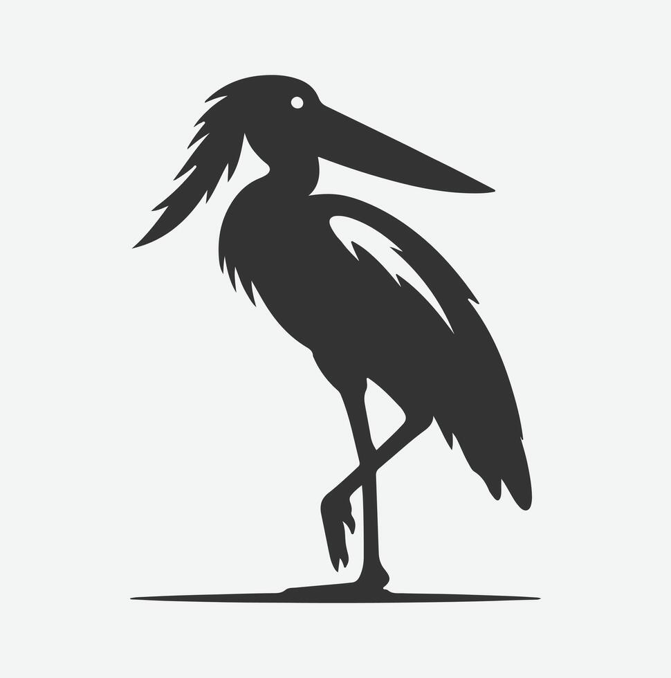 Majestic Shoebill Silhouette, Capturing the Grace of Nature's Stork vector