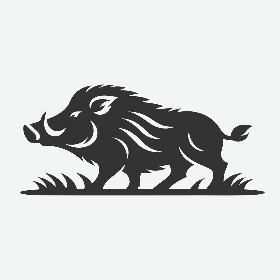 Majestic Boar Silhouette, Nature's Wild Beauty in Shadow vector