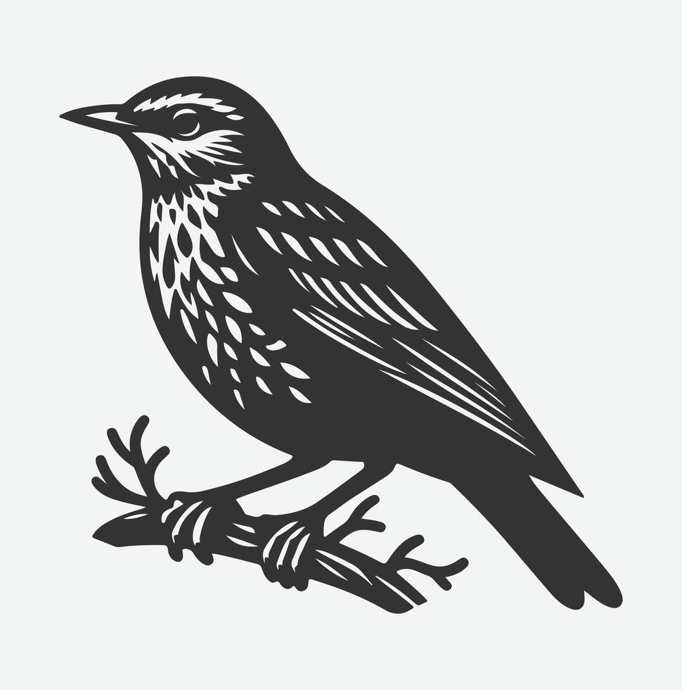 Majestic Lark Silhouette, Capturing Nature's Grace in a Timeless Silhouette vector