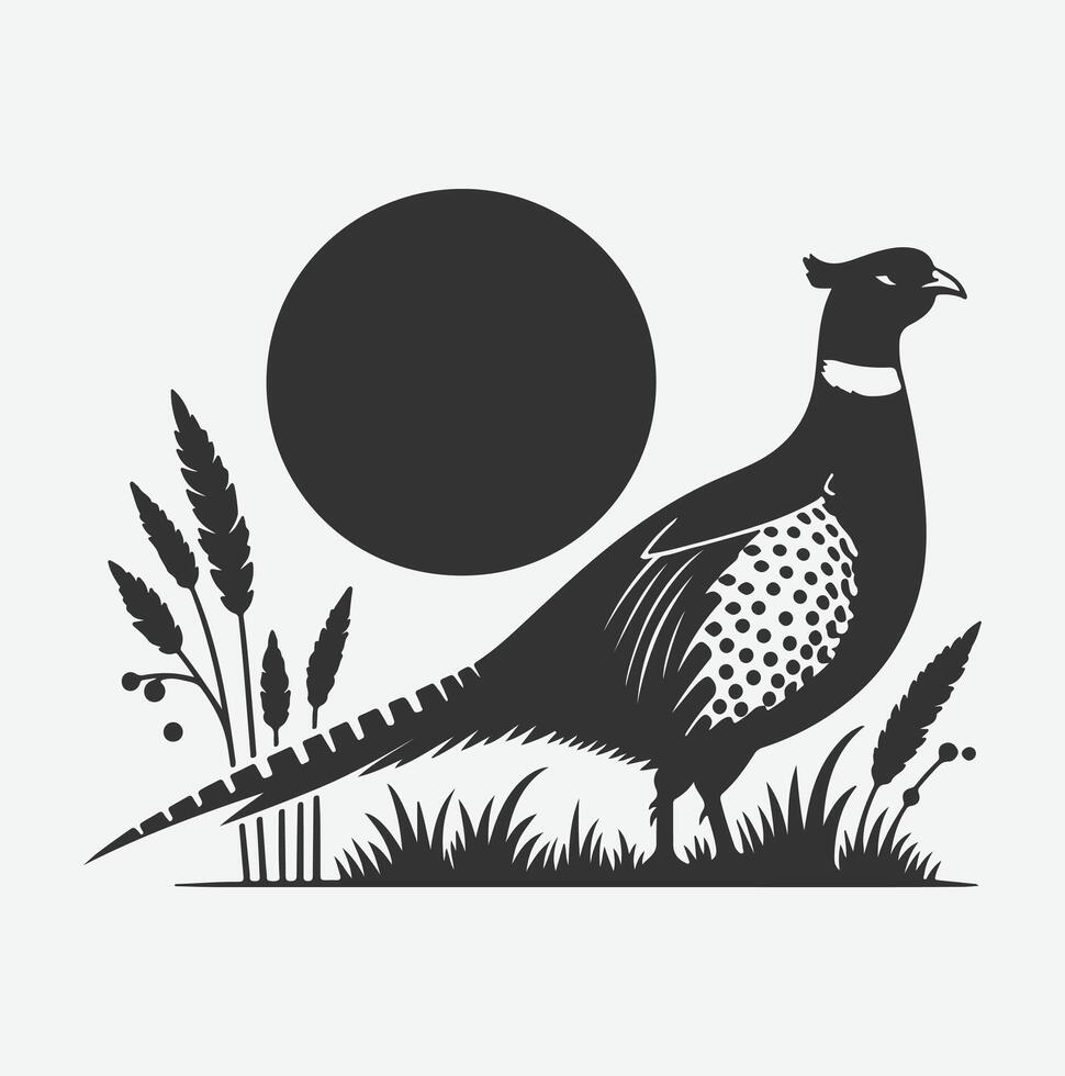 Majestic Pheasant Silhouette, Captivating Avian Art for Nature Lovers white background vector