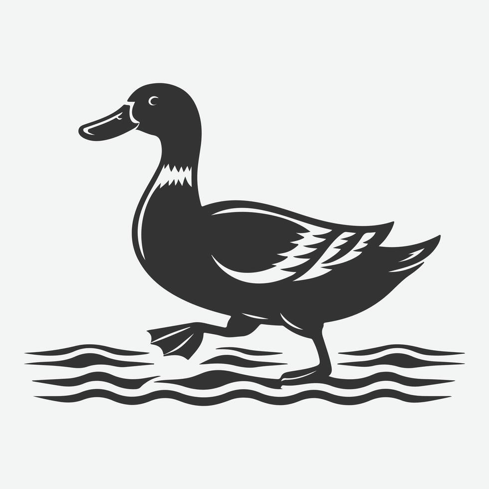 Captivating Duck Silhouette Art, A Stunning Collection of Serene Avian Shadows vector