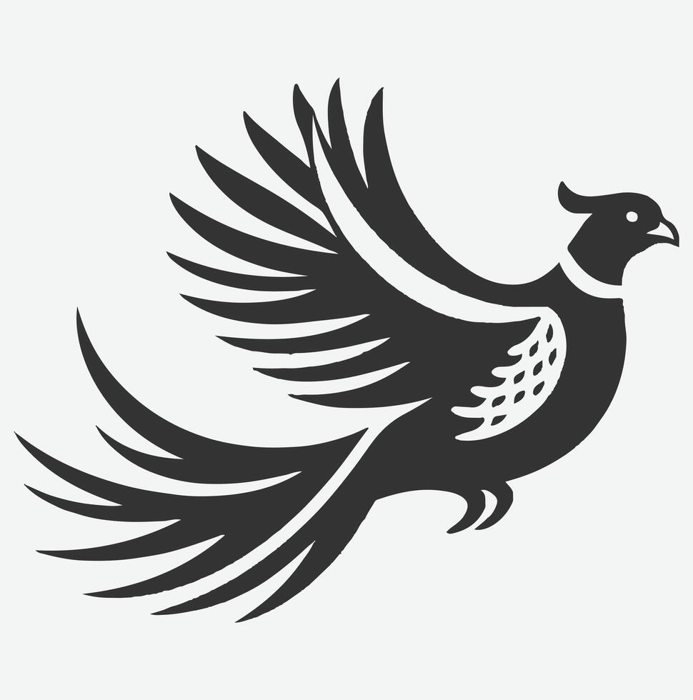 Majestic Pheasant Silhouette, Captivating Avian Art for Nature Lovers white background vector