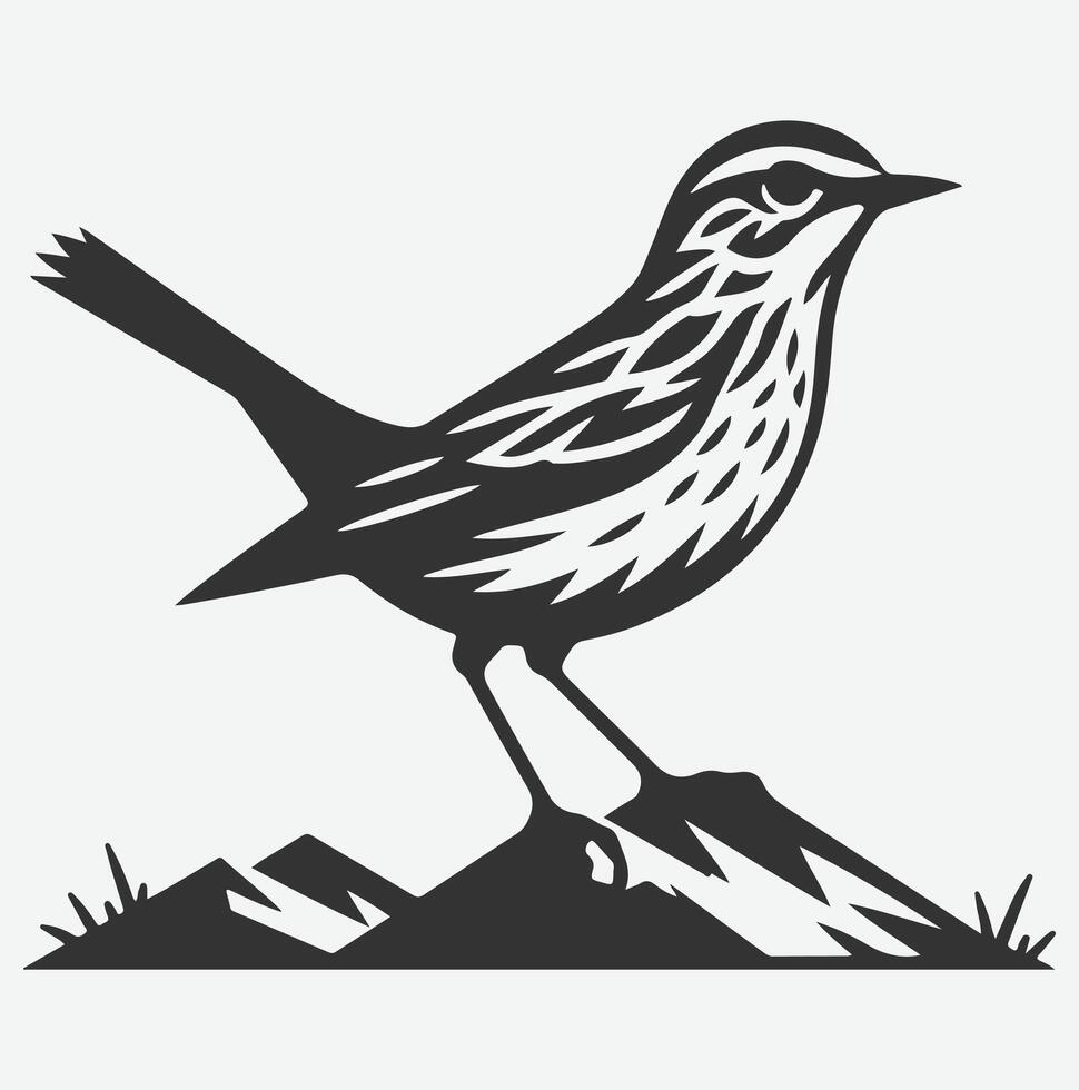 Majestic Lark Silhouette, Capturing Nature's Grace in a Timeless Silhouette vector