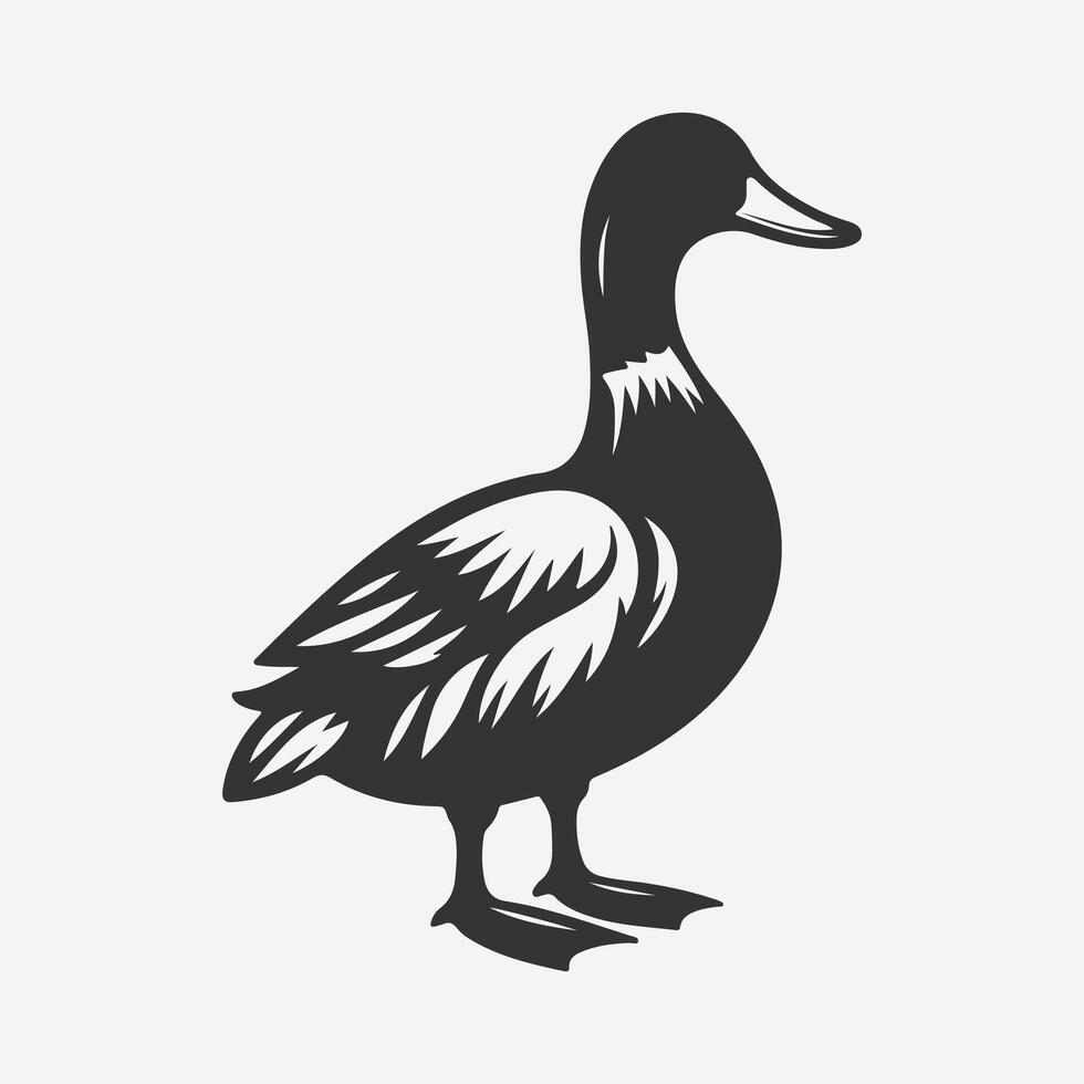 Captivating Duck Silhouette Art, A Stunning Collection of Serene Avian Shadows vector