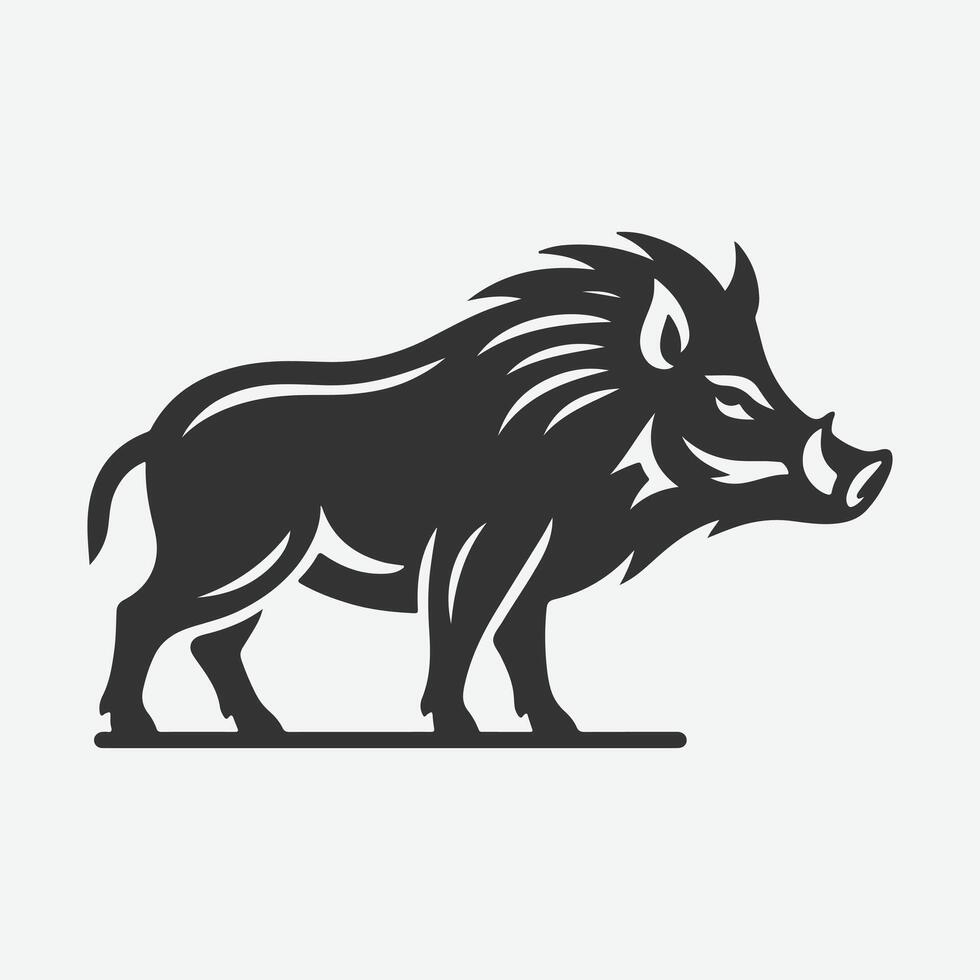 Majestic Boar Silhouette,Nature's Wild Beauty in Shadow vector