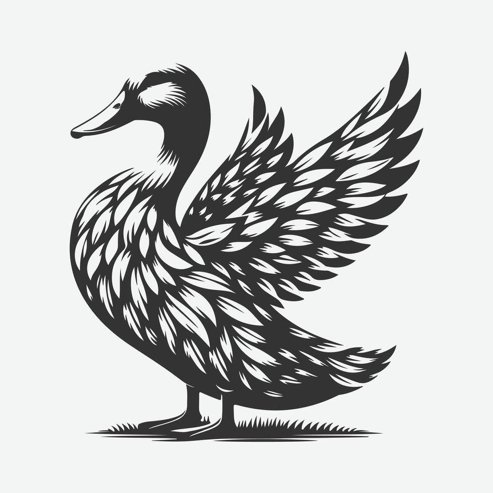 Captivating Duck Silhouette Art, A Stunning Collection of Serene Avian Shadows vector