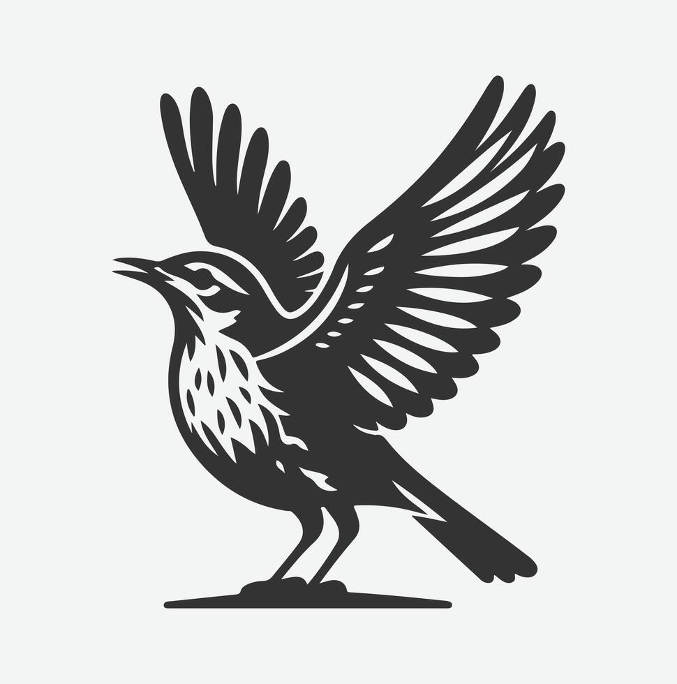 Majestic Lark Silhouette, Capturing Nature's Grace in a Timeless Silhouette vector
