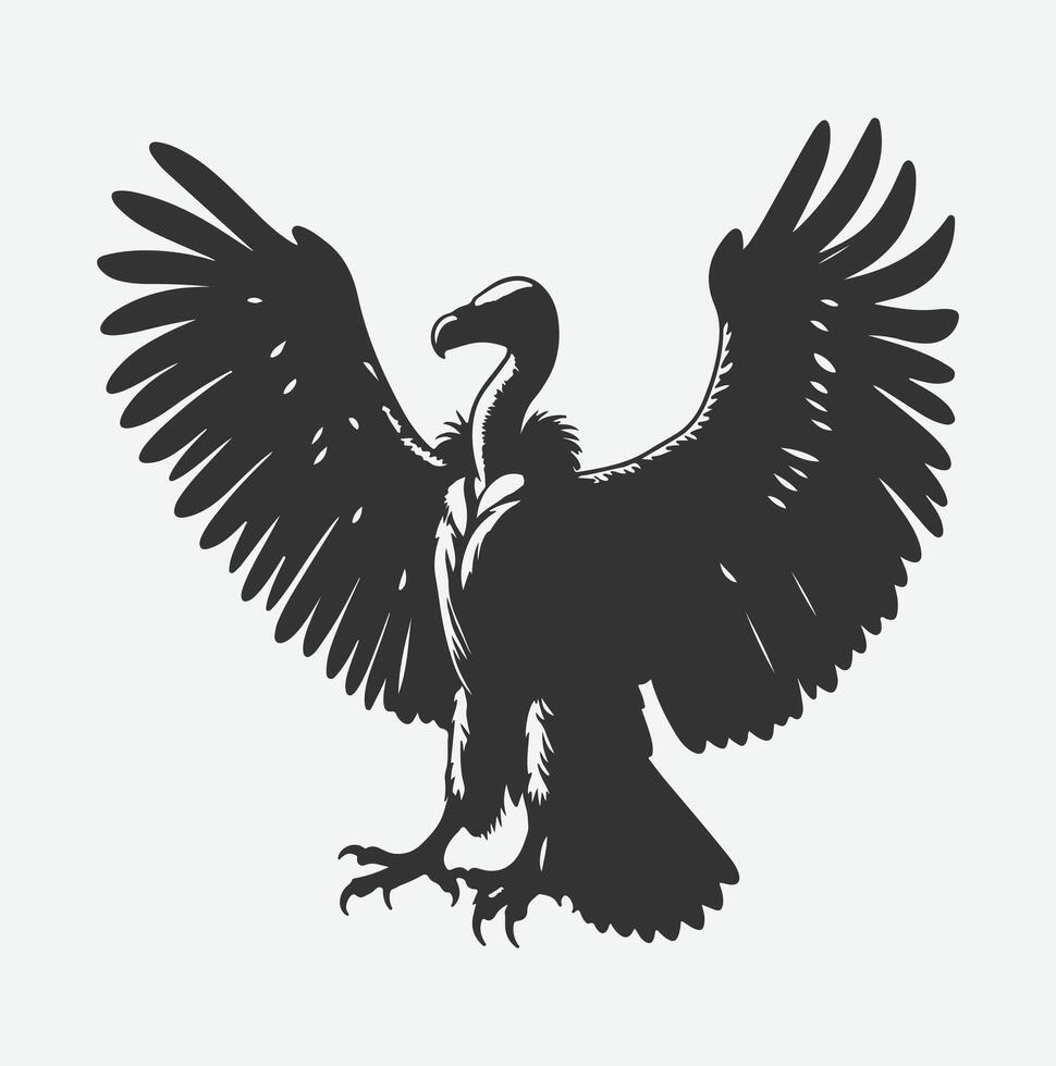 Majestic Vulture Silhouette, A Symbol of Nature's Power and Grace vector