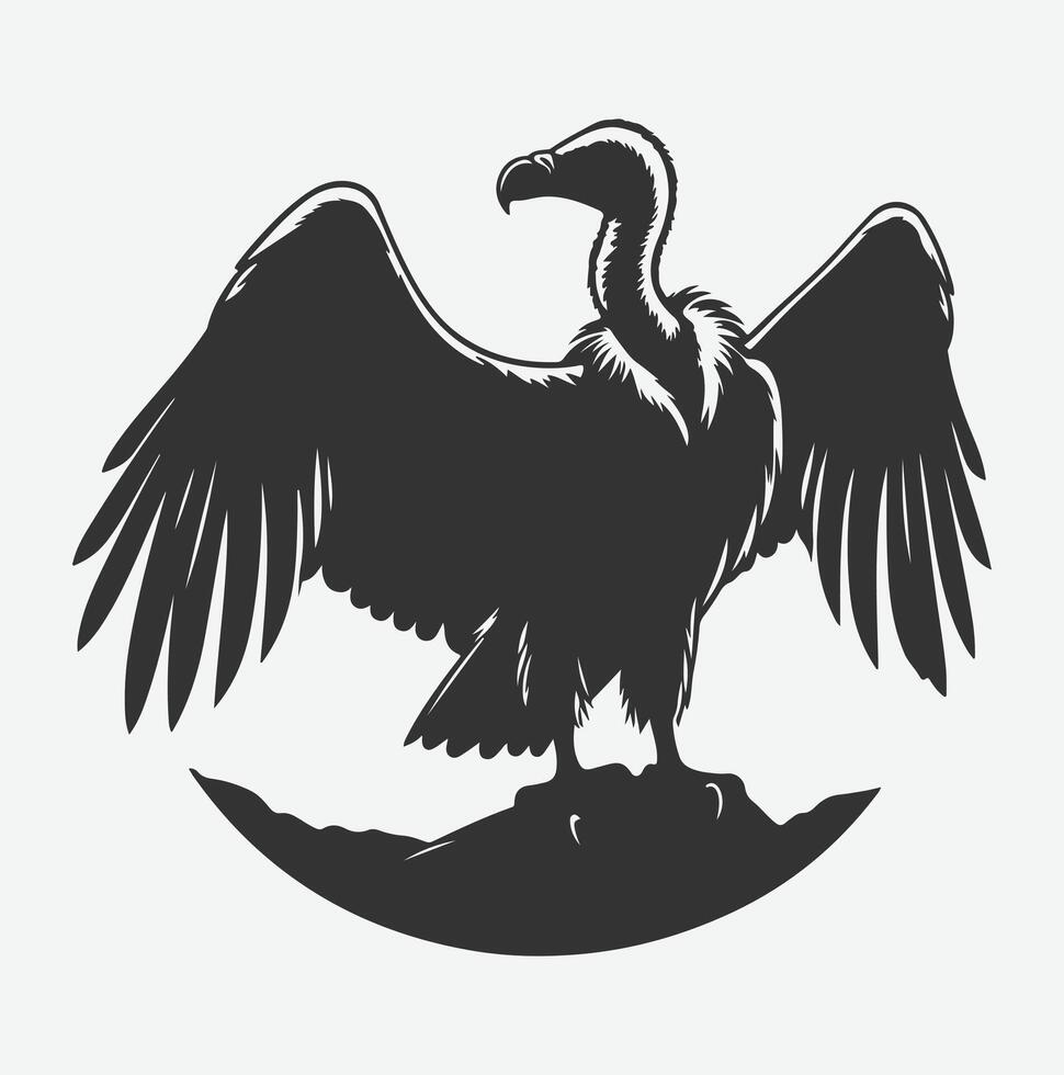 Majestic Vulture Silhouette, A Symbol of Nature's Power and Grace vector