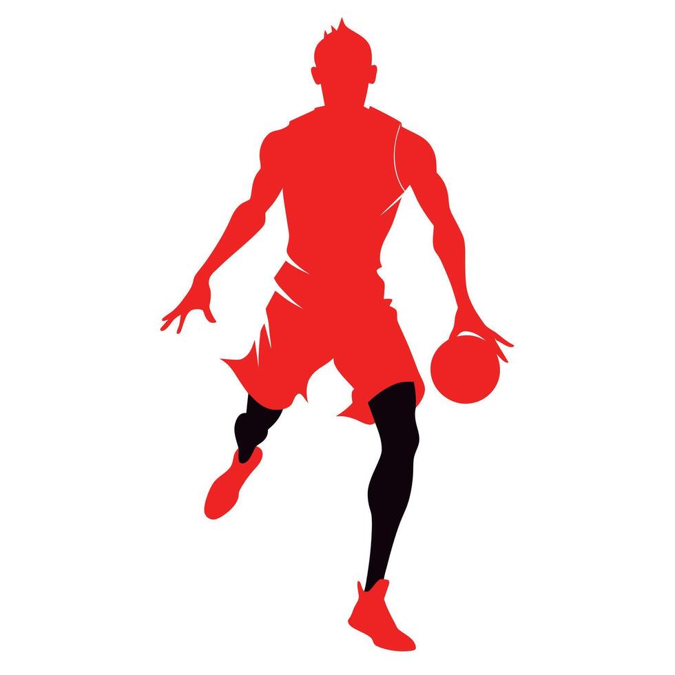 Grunge Basketball player black color silhouette isolated white background vector