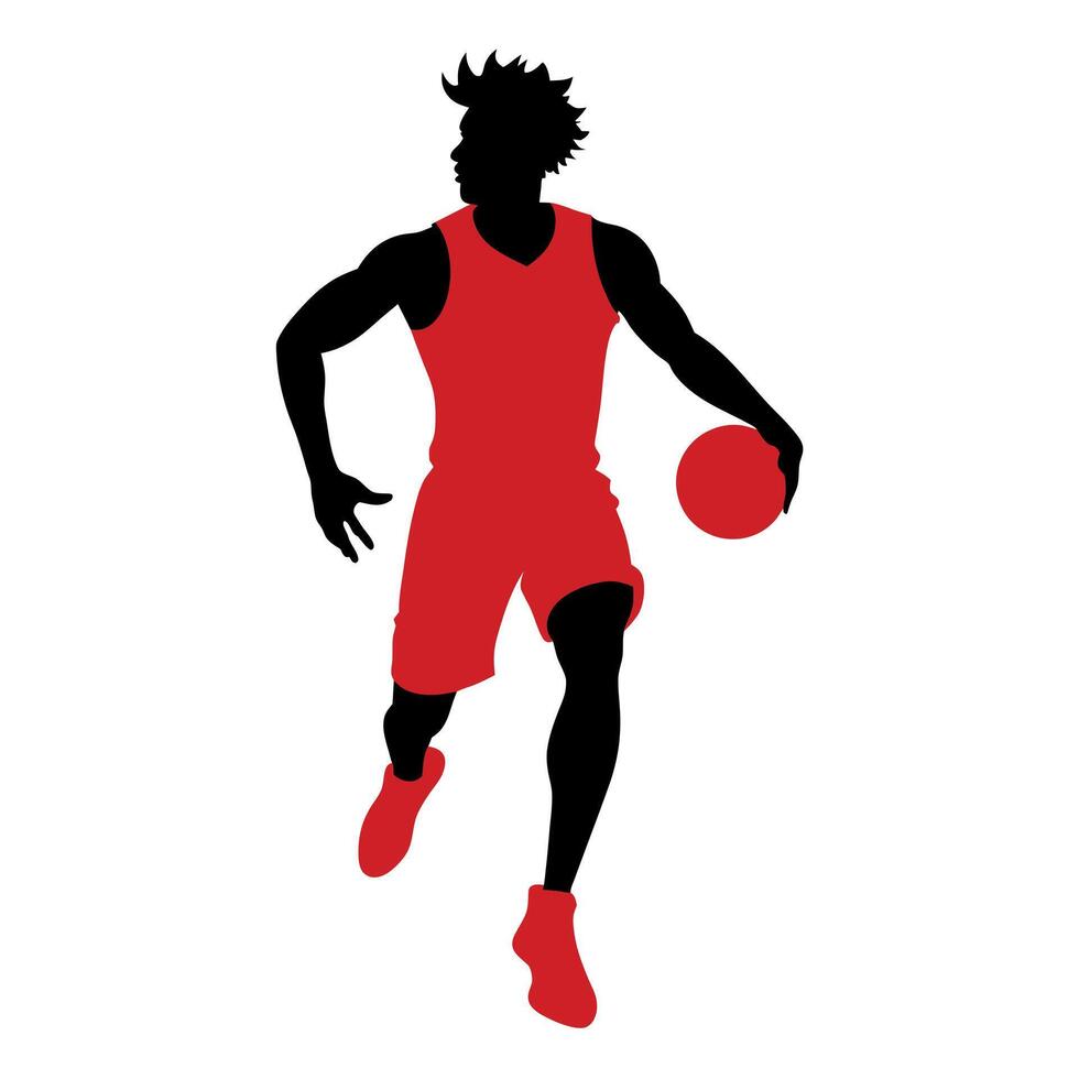 Grunge Basketball player black color silhouette isolated white background vector