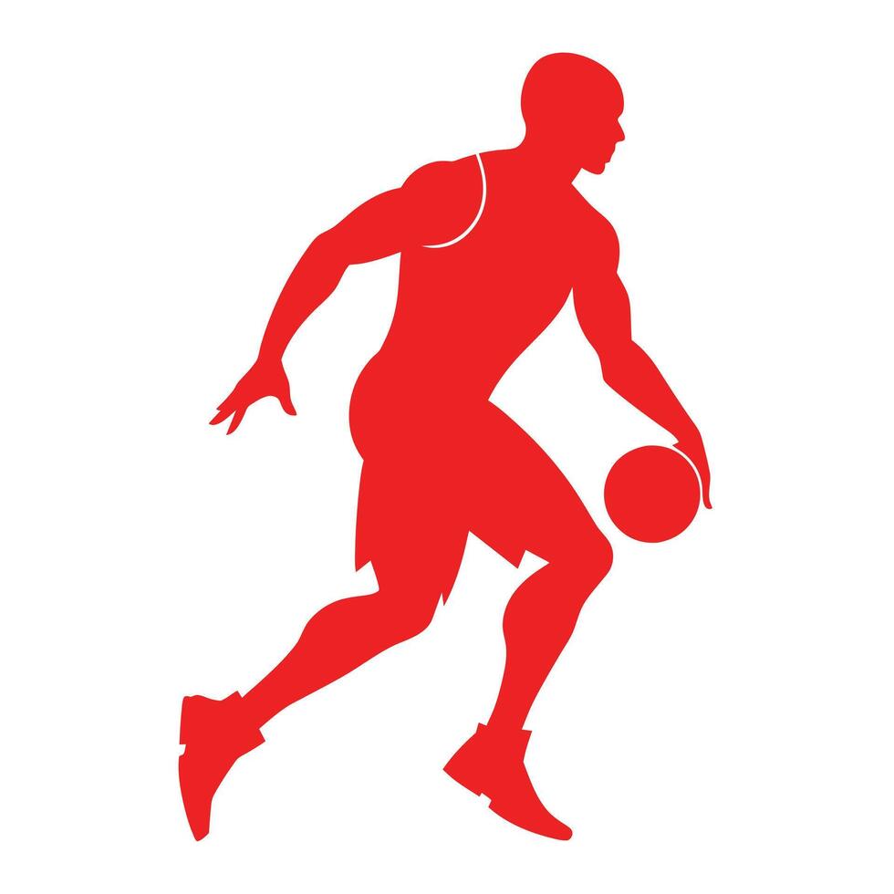 Grunge Basketball player black color silhouette isolated white background vector