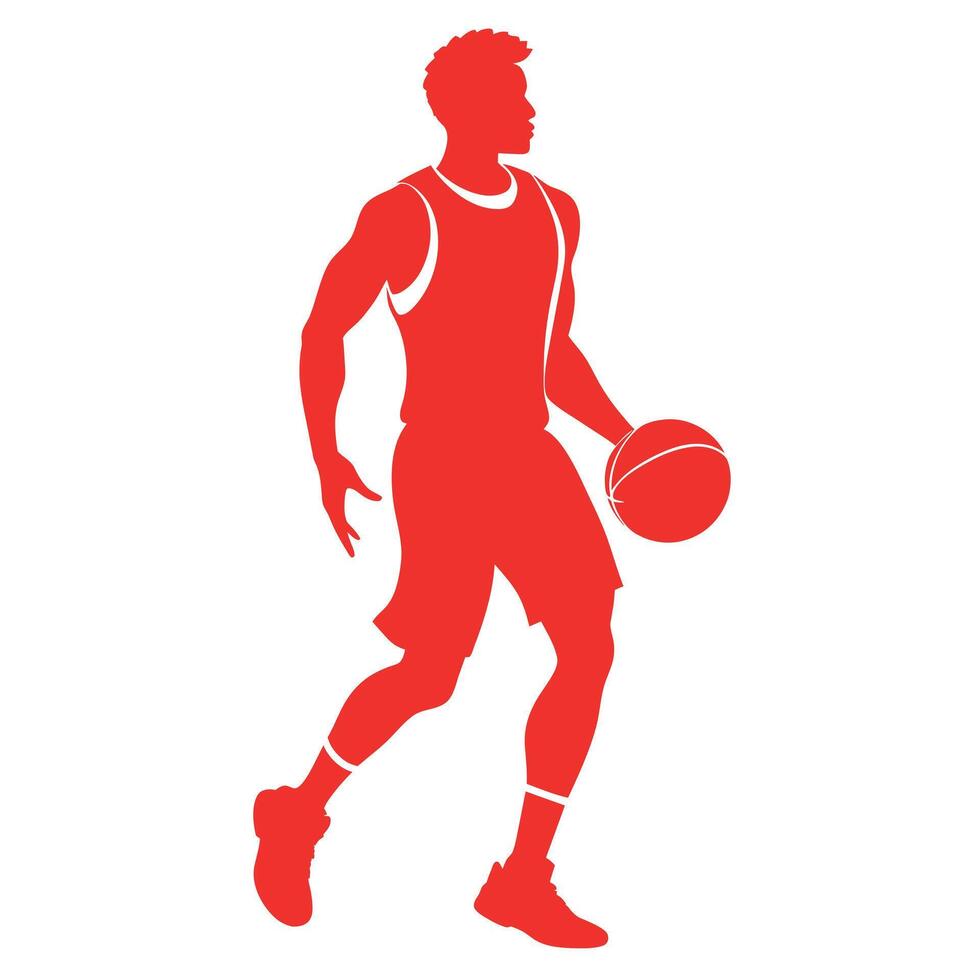 Grunge Basketball player black color silhouette isolated white background vector