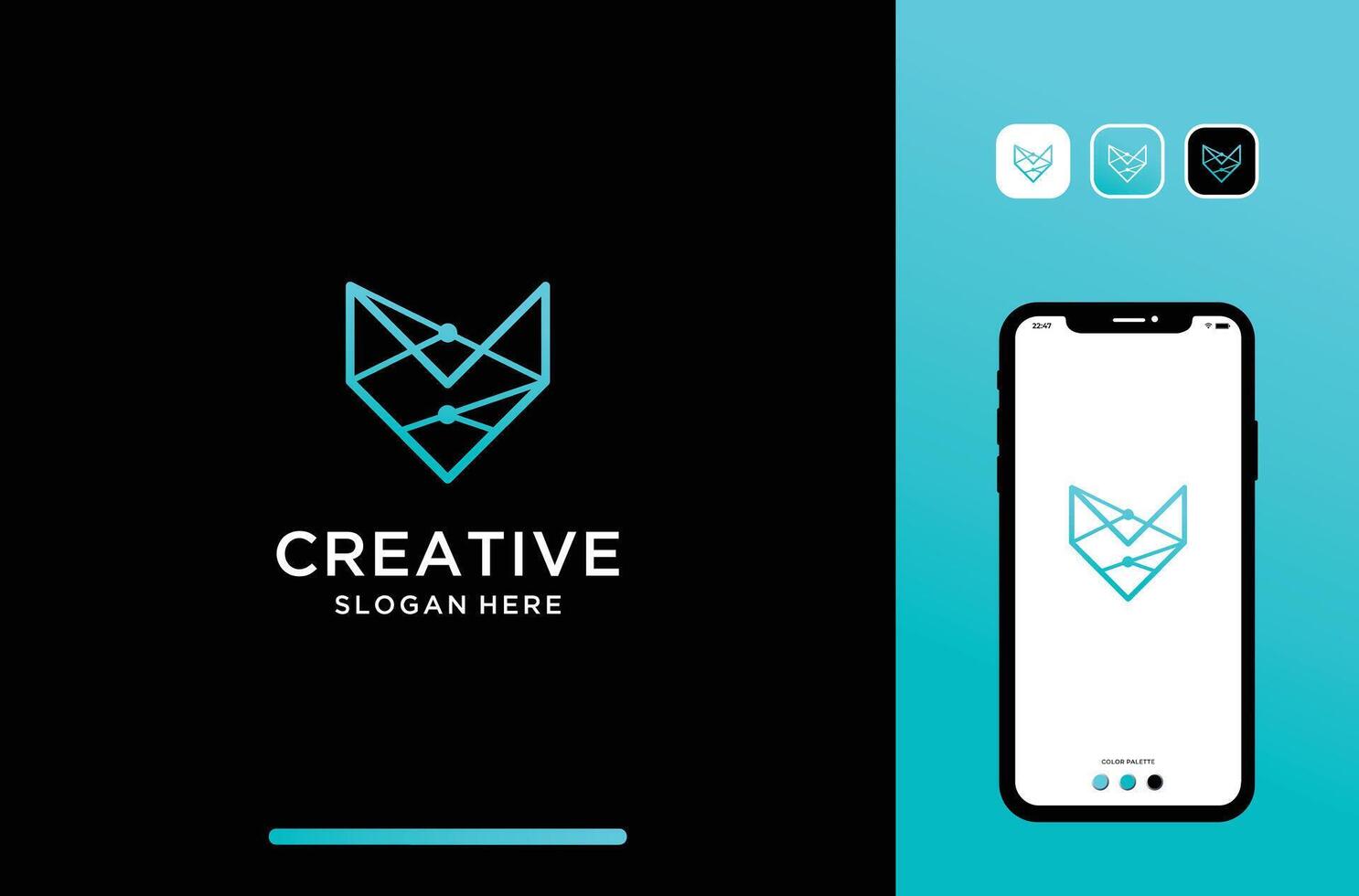 illustration letter or initial v logo design, connection v shape. vector