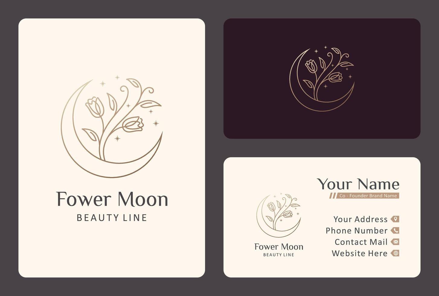 flower moon logo design for salon and spa. vector