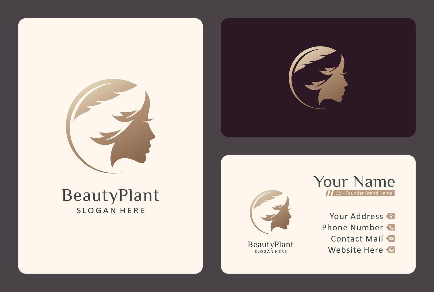 unique beauty salon logo design with business card template vector
