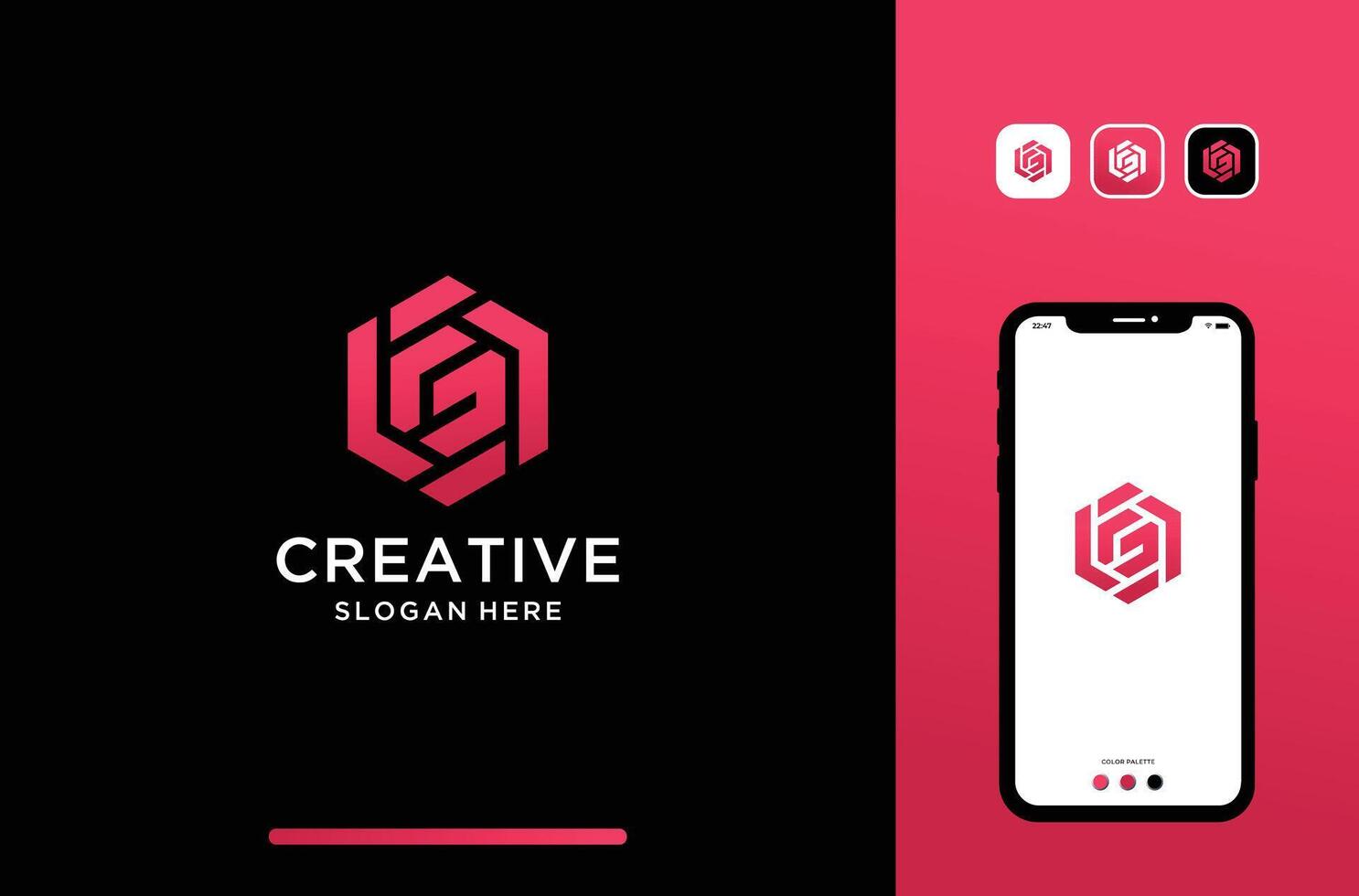 letter or initail f and g logo design. f and g hexagon logo. vector