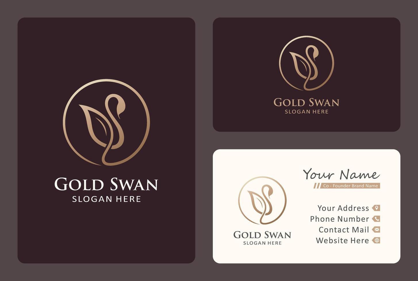 beauty swan logo design in a golden color. vector