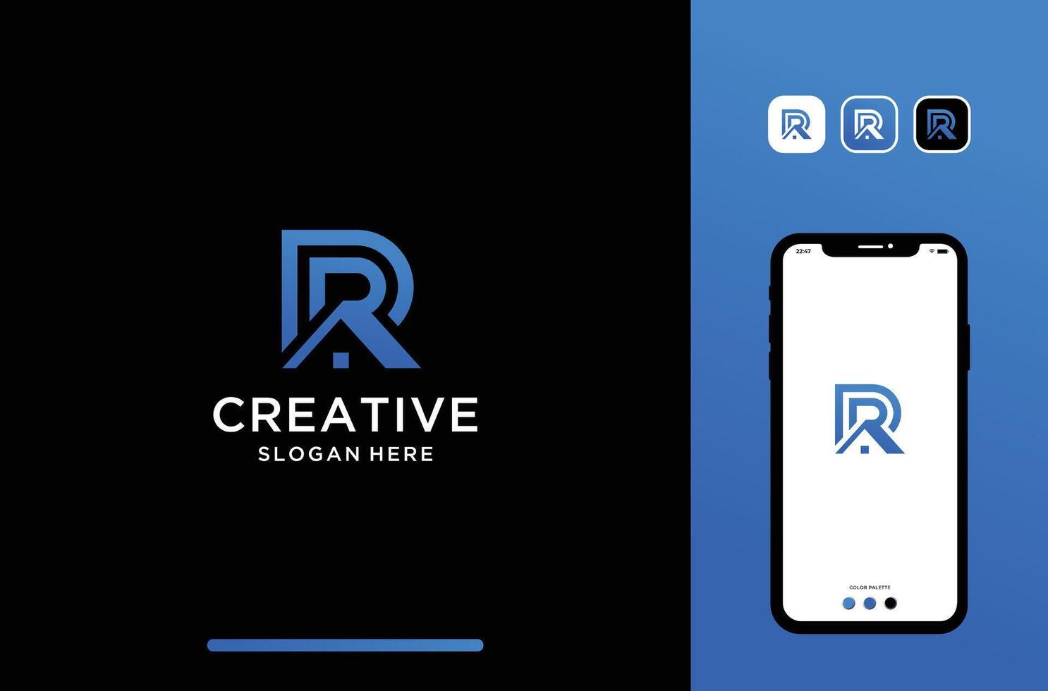 logo of letter r combine with house vector
