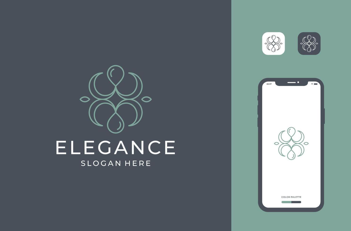 line art ornament logo design vector