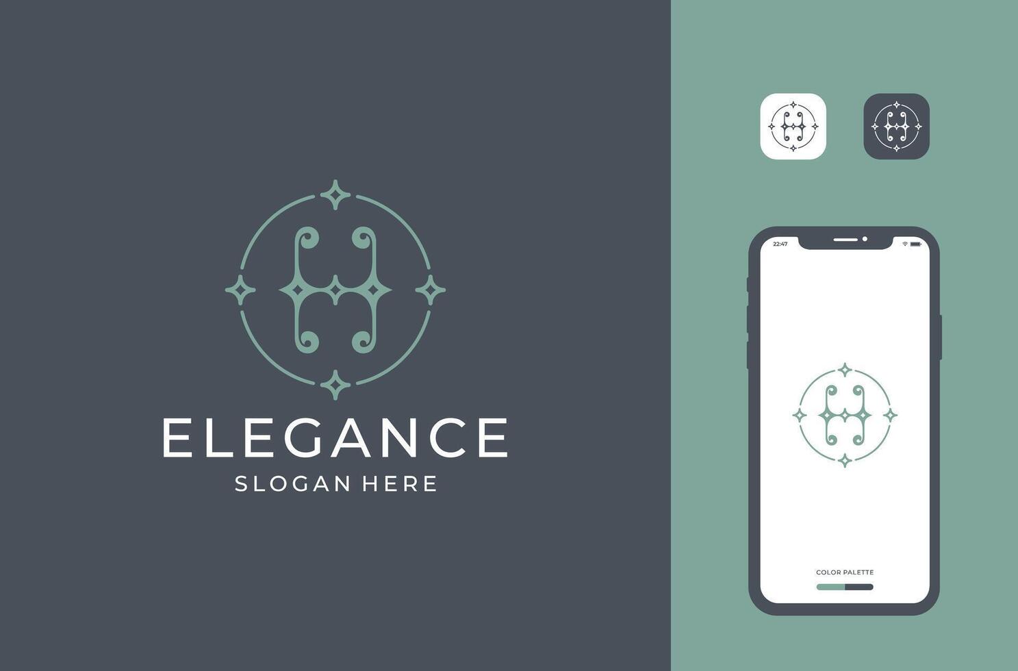 shiny line art logo design vector