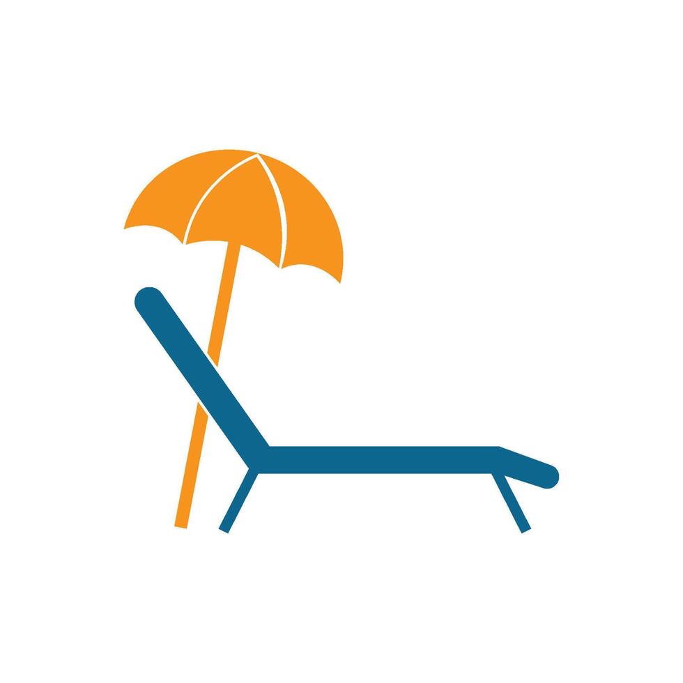 Lounge chairs or sun bed on the beach vector