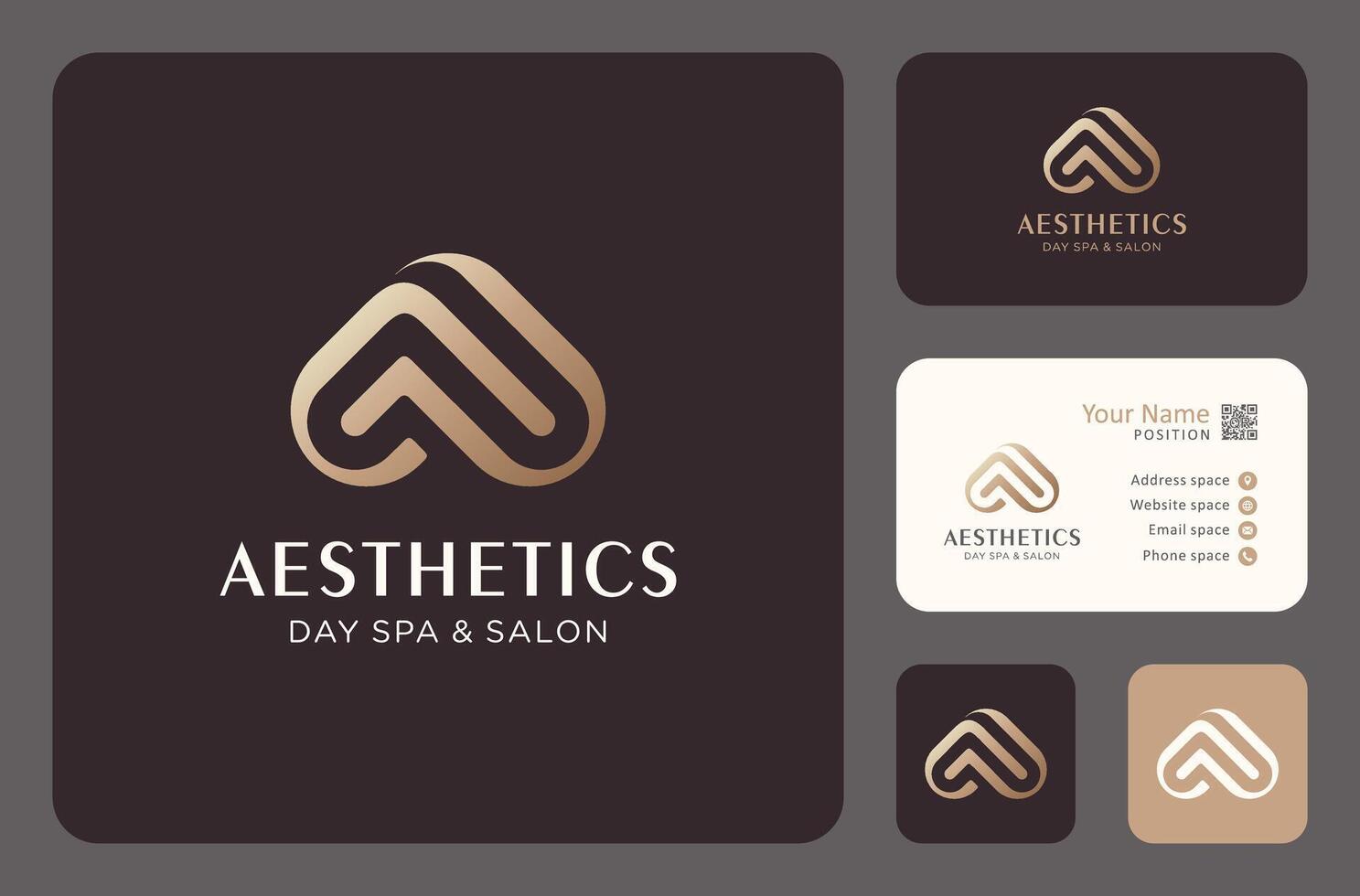 aesthetics logo design for beauty care with business card template. vector