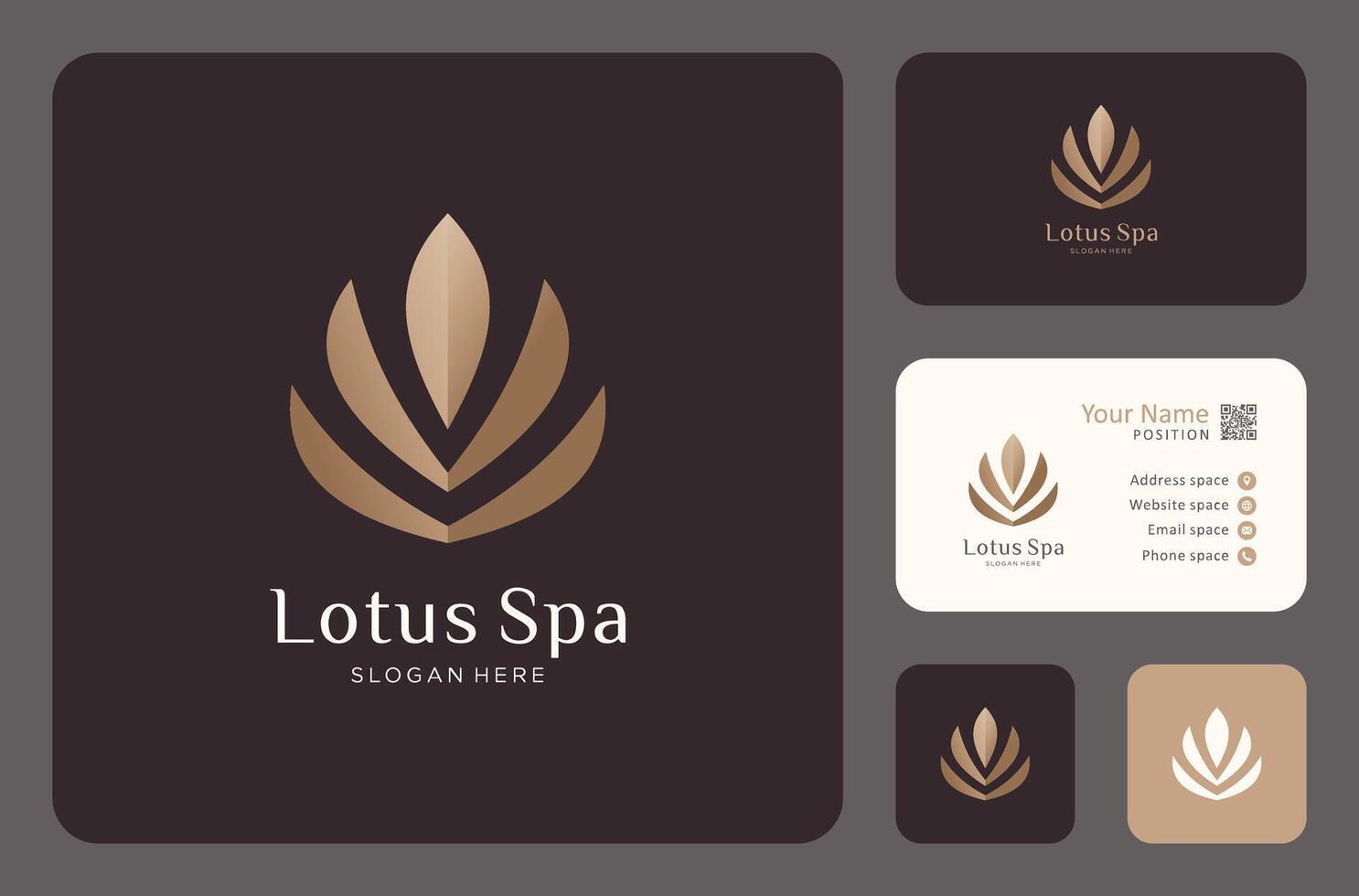 flower lotus spa logo and business card design, beauty logo, salon logo. vector