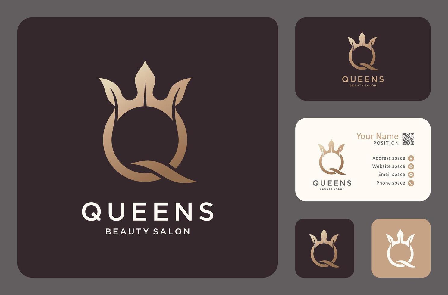letter q with leaf crown logo design. vector
