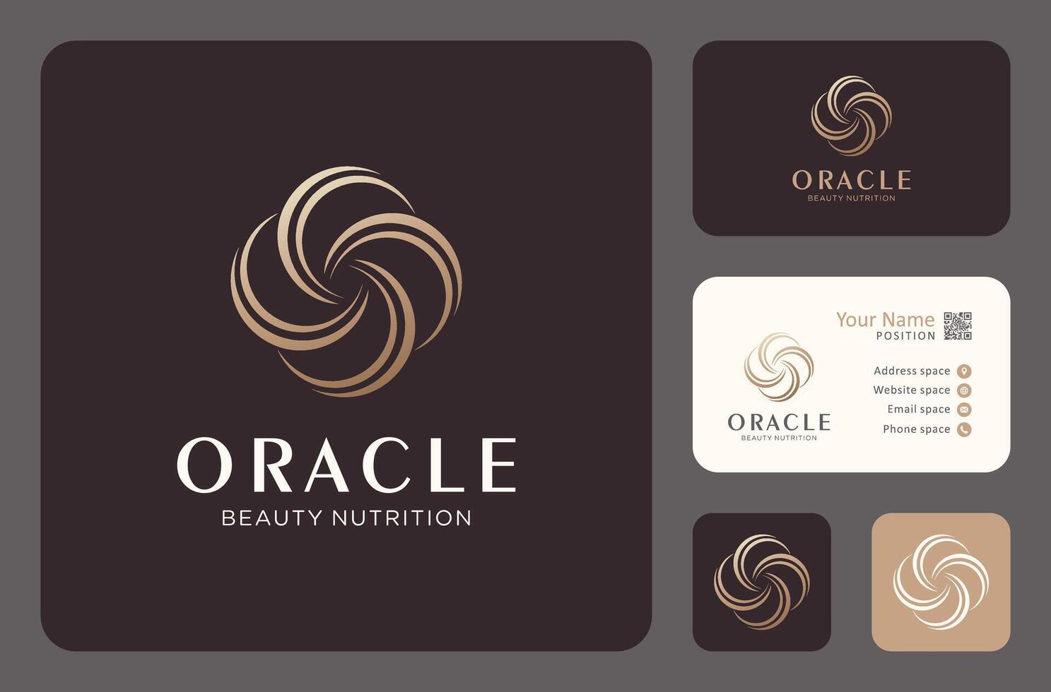 abstract cosmetics logo design in a golden color. vector
