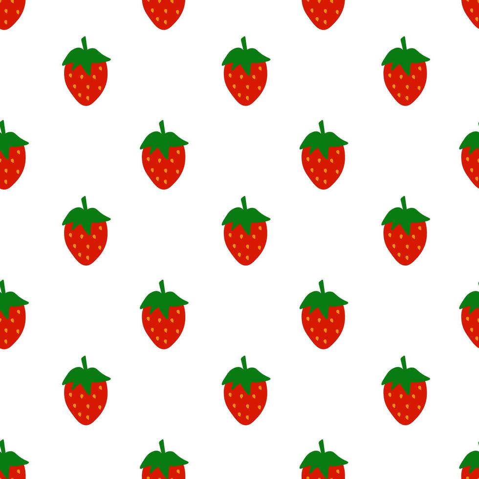 Simple Strawberry seamless pattern. Berry food summer background. flat illustration vector