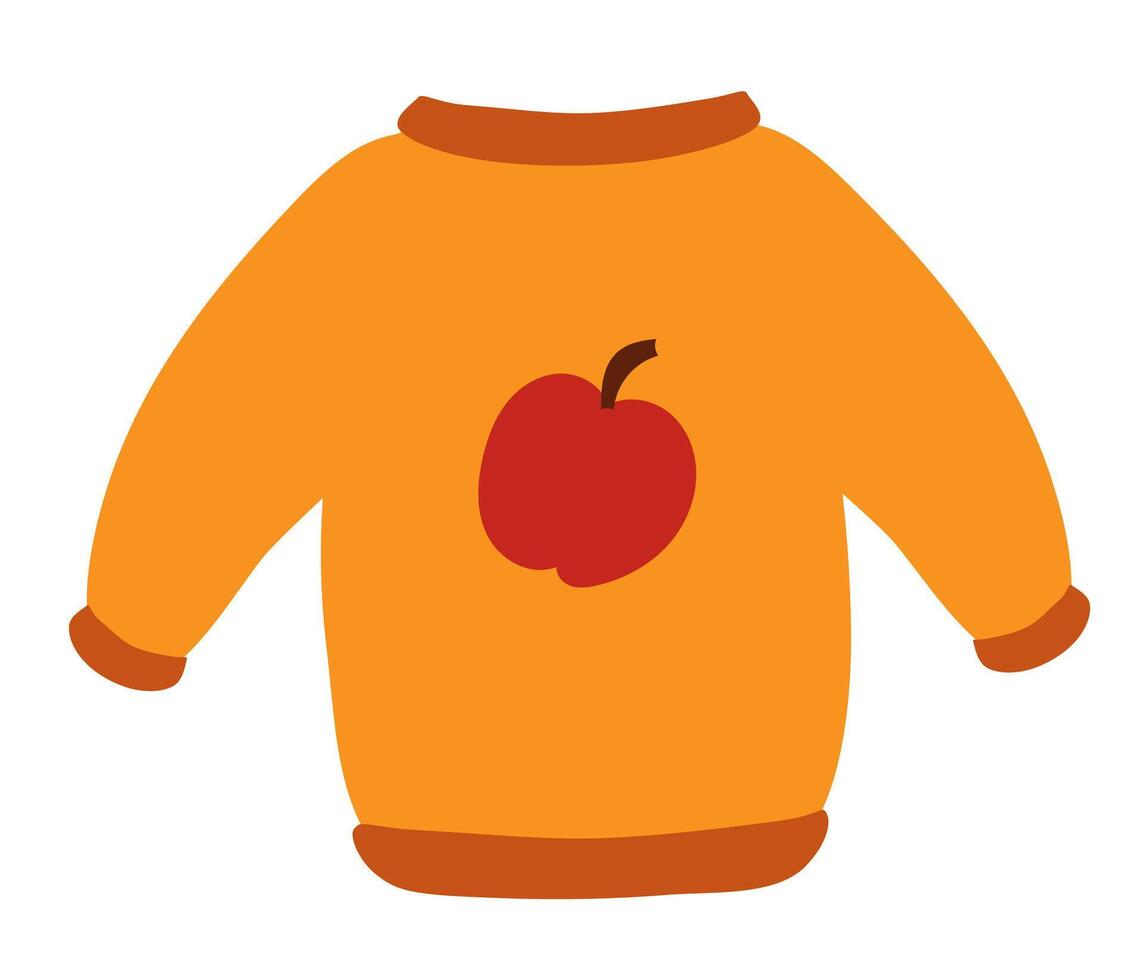 Autumn sweater with apple design. Cozy fall. flat illustration. vector