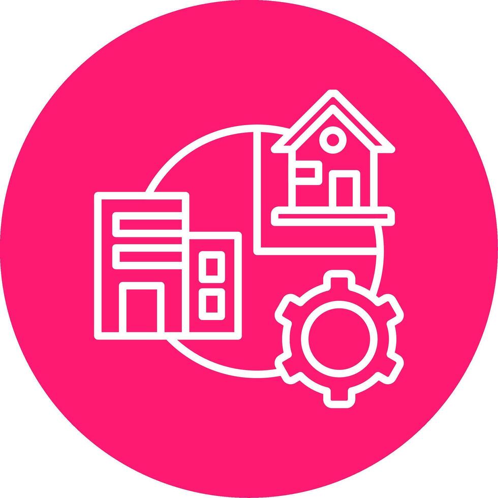 Hybrid Work Line Multi Circle Icon vector