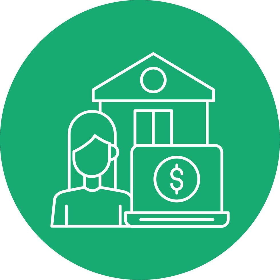 Work From Home Line Multi Circle Icon vector