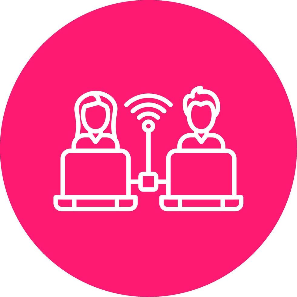 Remote Access Line Multi Circle Icon vector
