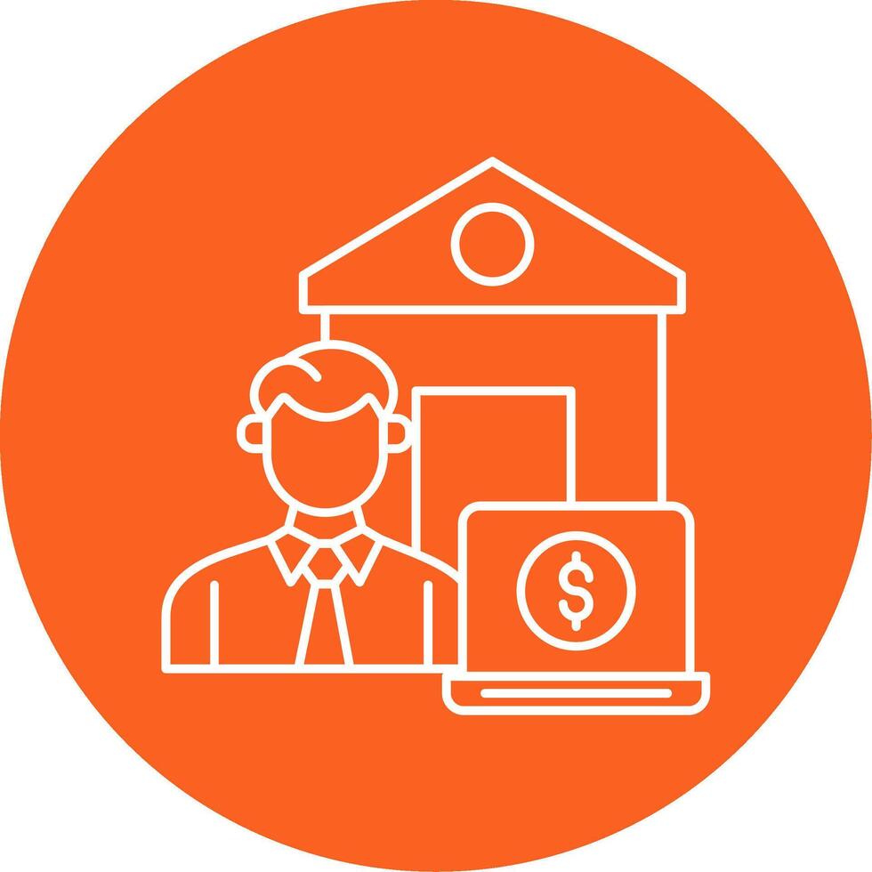 Work From Home Line Multi Circle Icon vector