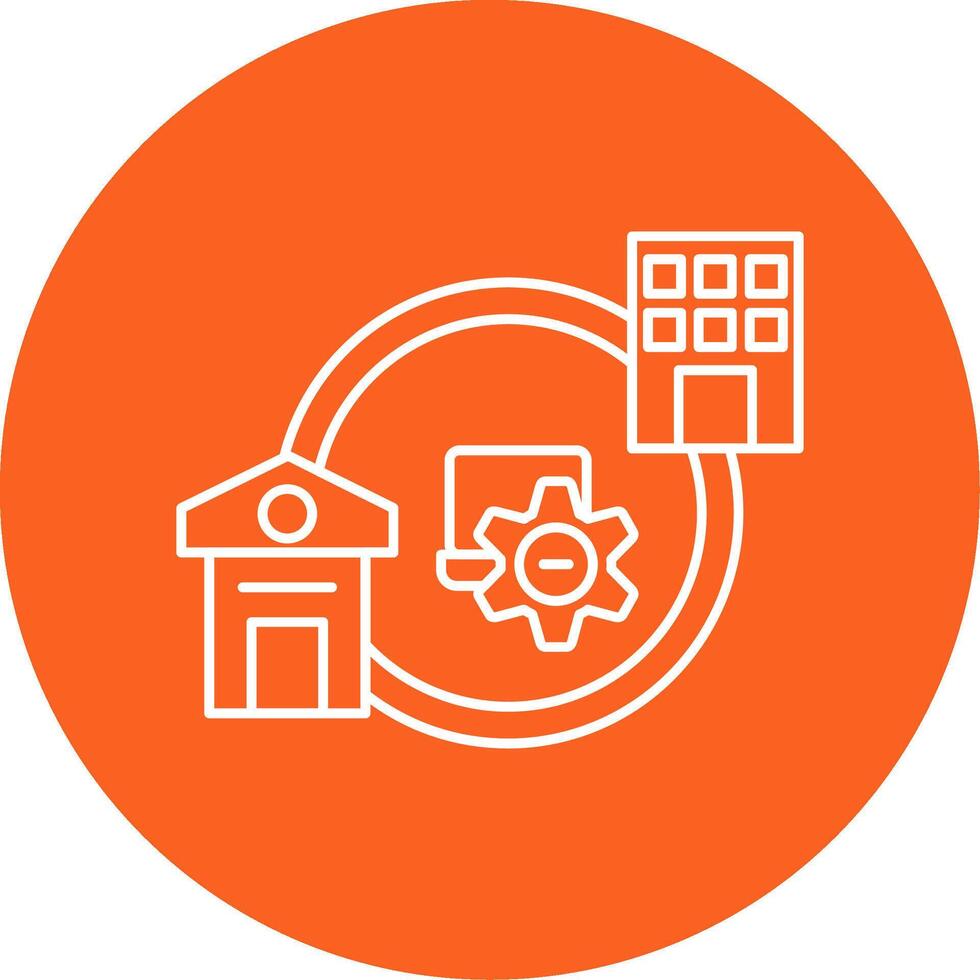 Hybrid Work Line Multi Circle Icon vector
