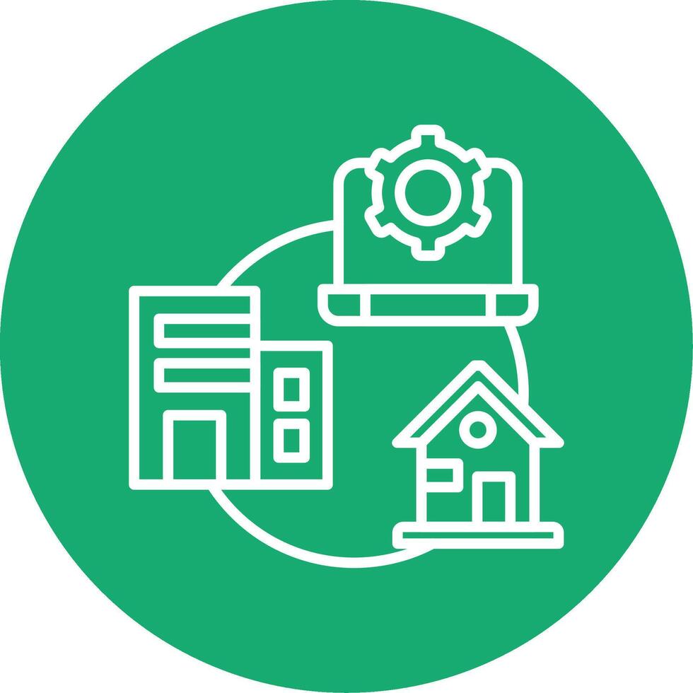 Hybrid Work Line Multi Circle Icon vector