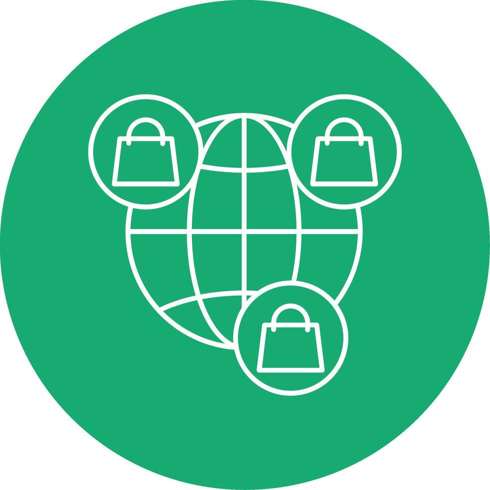 Worldwide Shopping Line Multi Circle Icon vector
