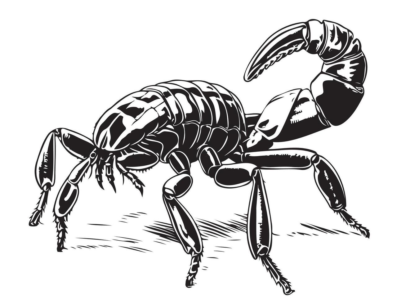 Hand drawn sketch of scorpion. Retro realistic animal isolated. Vintage tattoo. Doodle line graphic design. vector