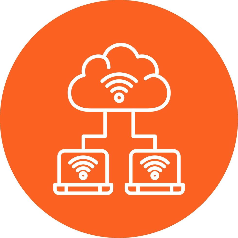Cloud Service Line Multi Circle Icon vector
