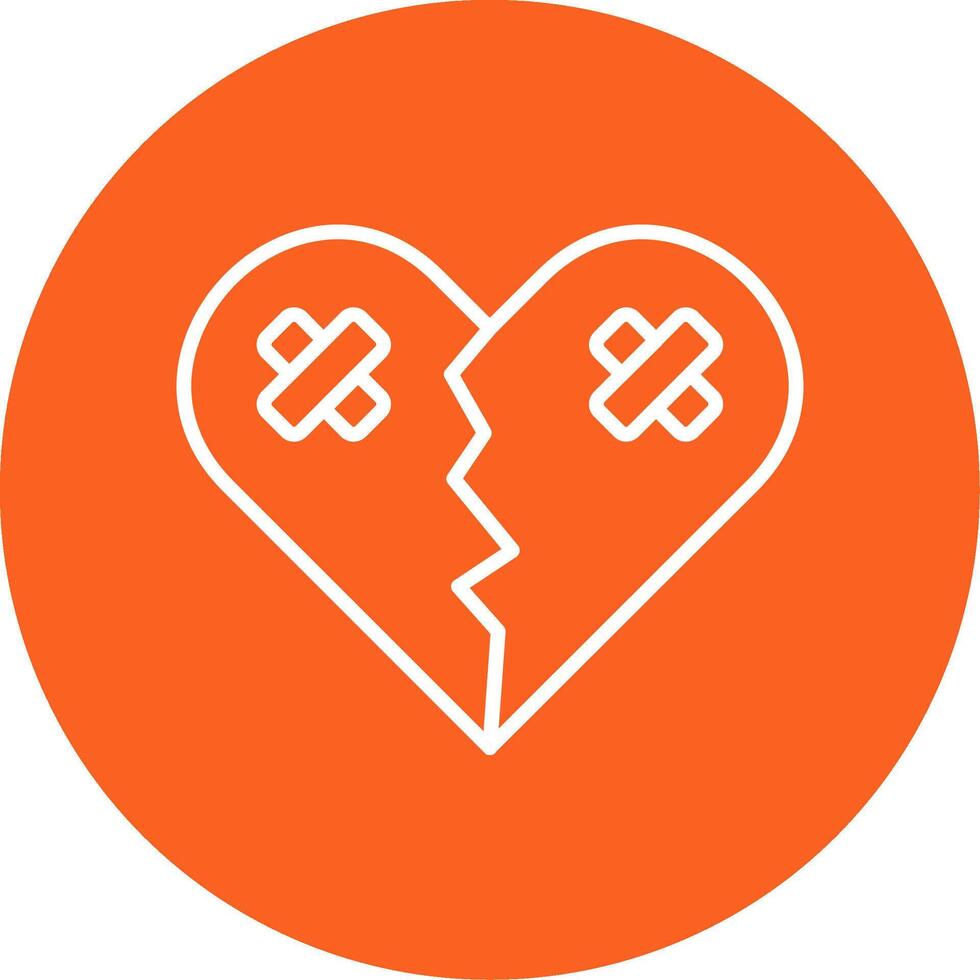 Broken Heart Line Multi Circle Icon vector
