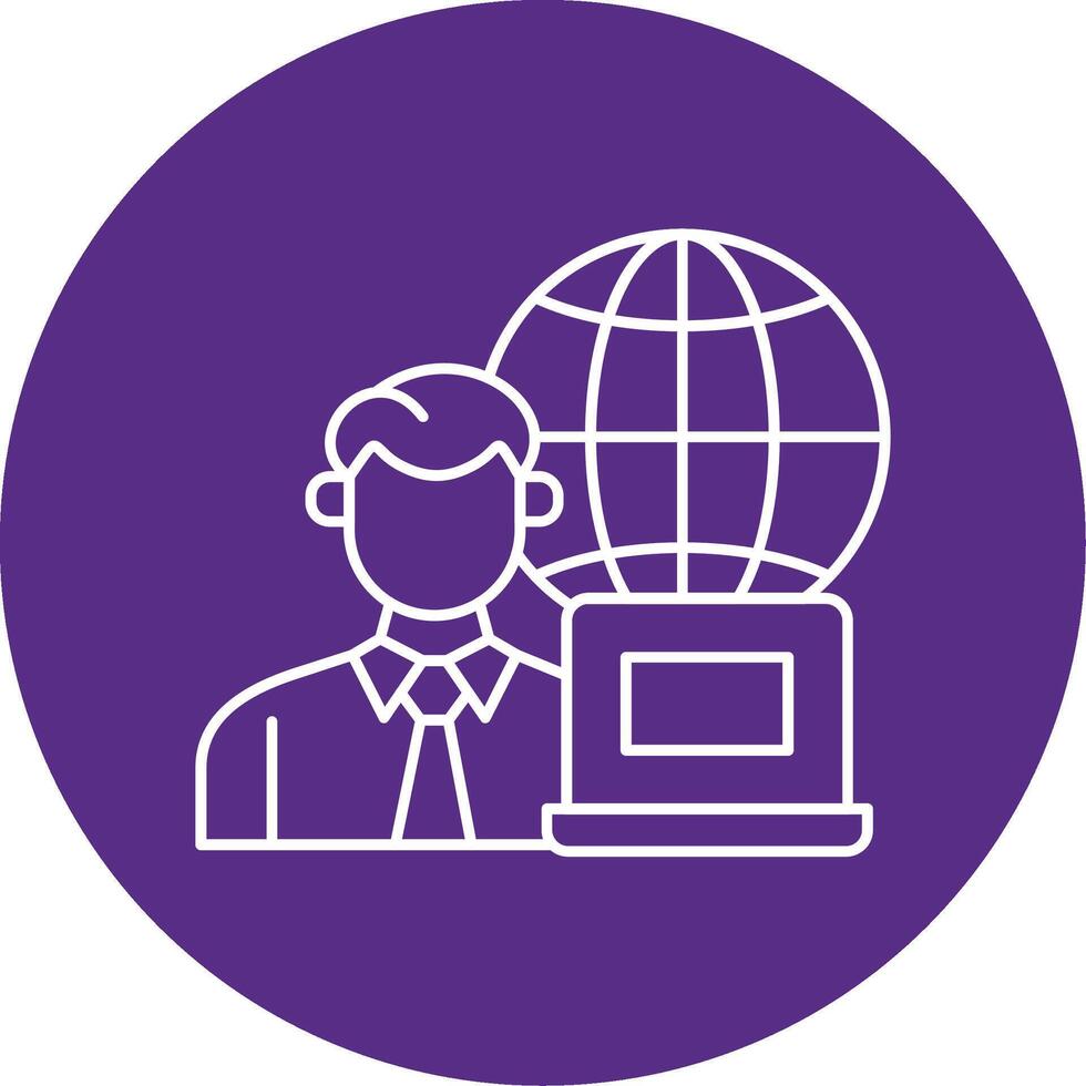 Remotely Working Line Multi Circle Icon vector