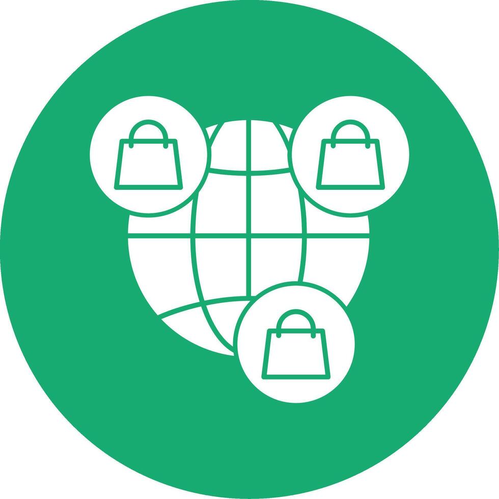 Worldwide Shopping Glyph Multi Circle Icon vector