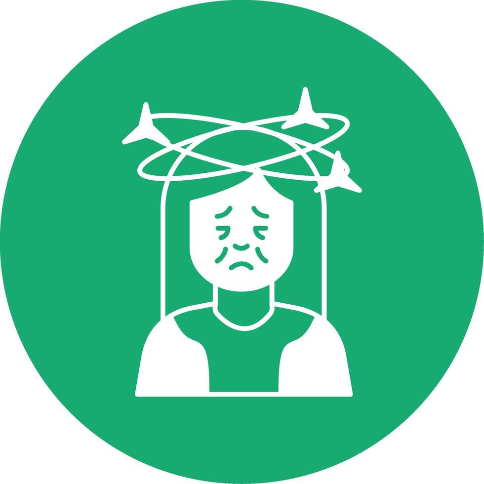 Dizziness Glyph Multi Circle Icon vector