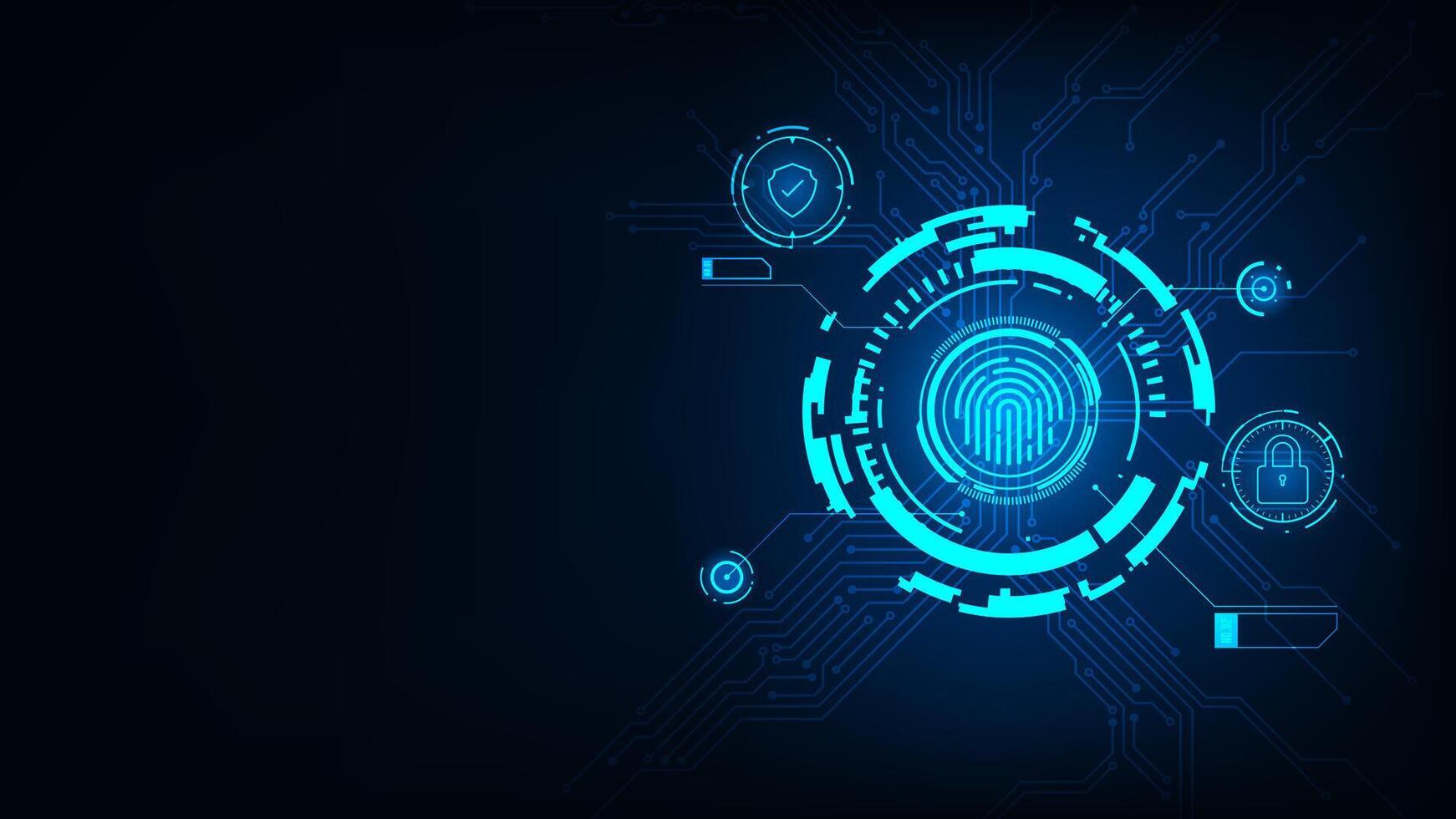 Abstract technology cyber security online banking concept. Fingerprint on circuit board. vector