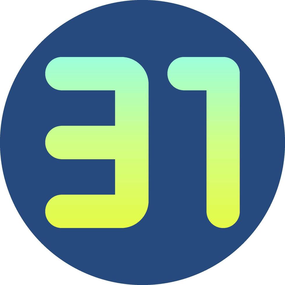Thirty one Gradient Circle Icon vector