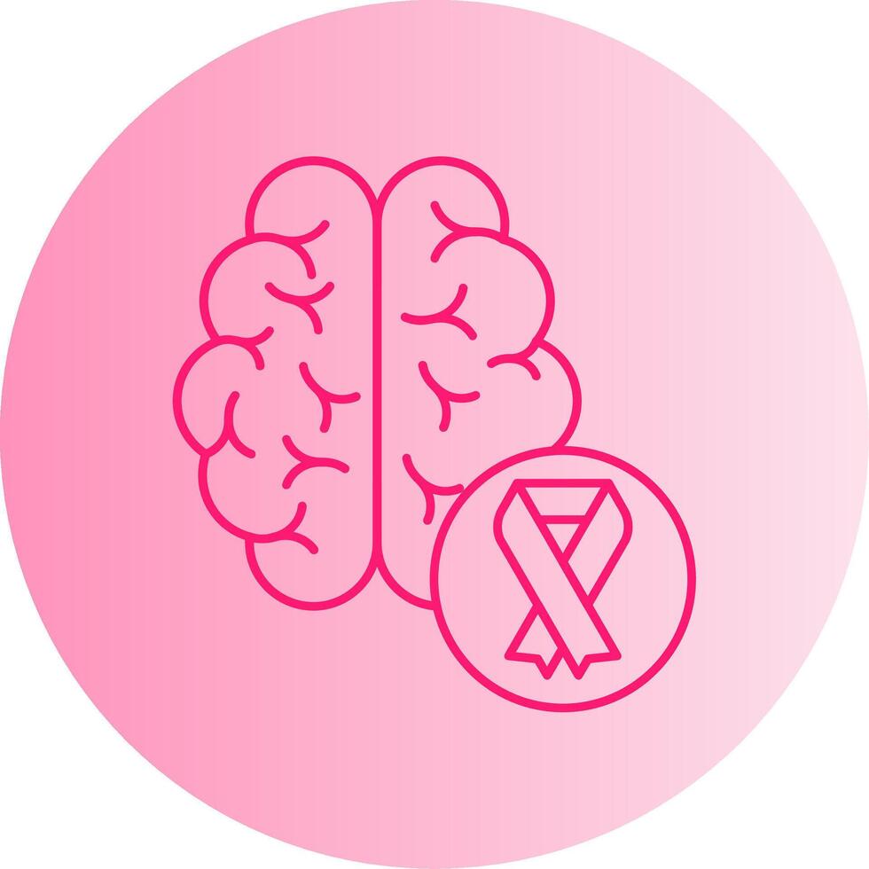 Brain Grey Ribbon Gradient Circle Icon vector