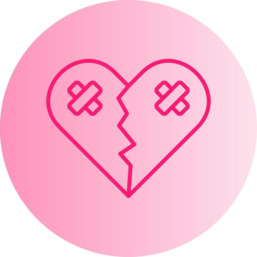 Broken Heart Gradient Circle Icon vector