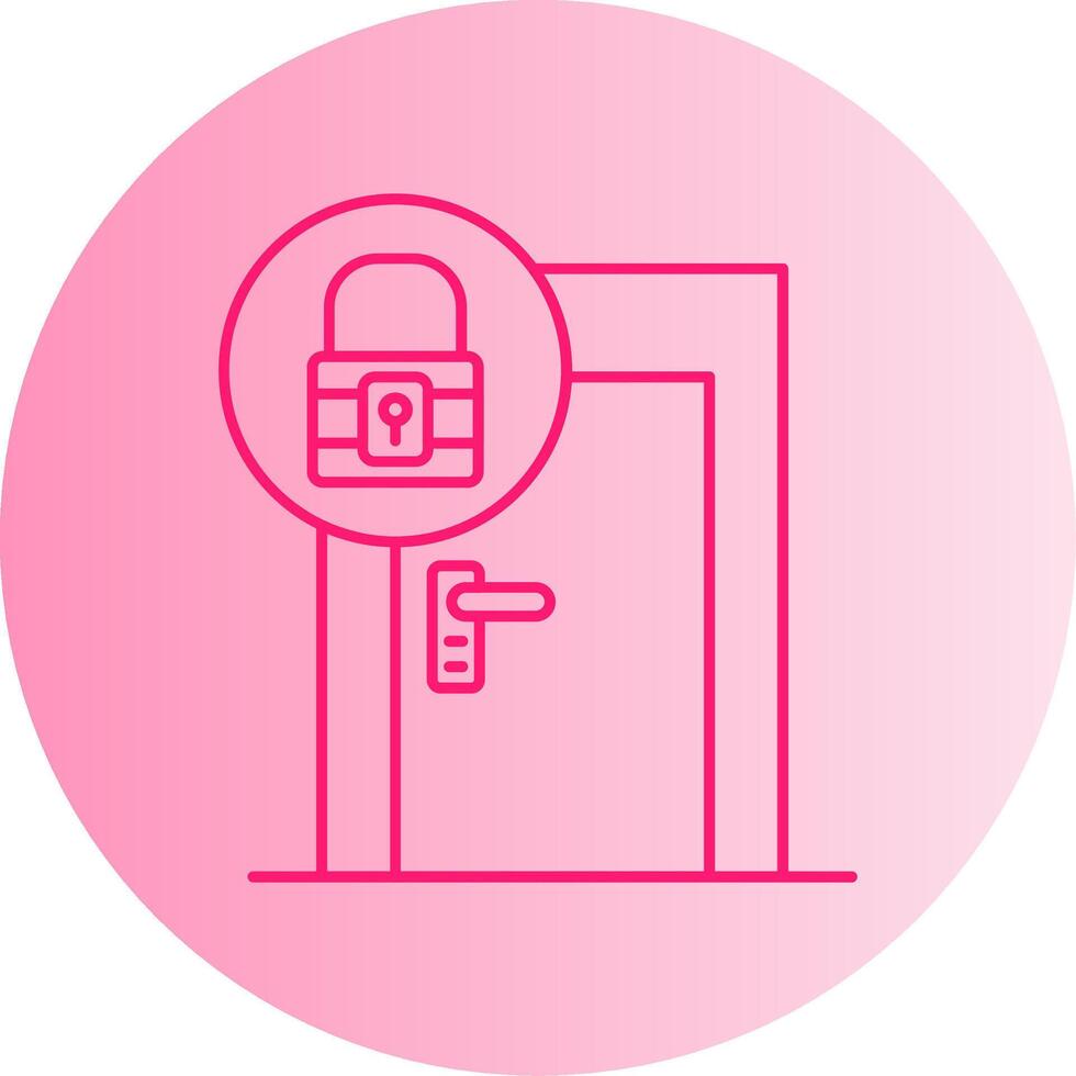 Door Lock Gradient Circle Icon vector